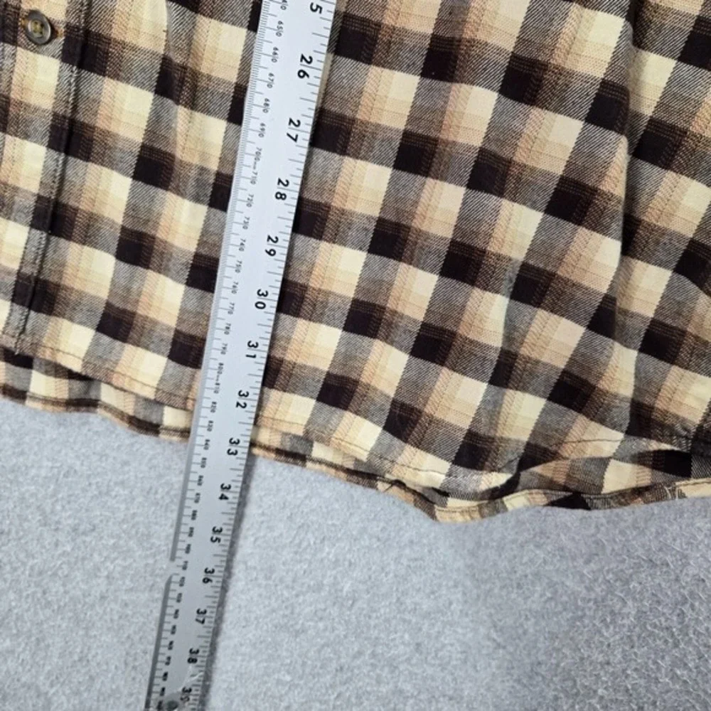 Carhartt Men Button Up Shirt 2XL Beige Plaid Flannel Relaxed‎ Fit Rugged Flex